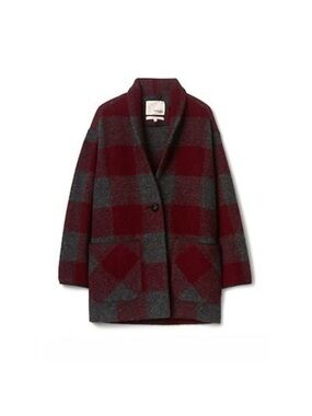 Aritzia Wilfred Free Off Duty Jacket | Wool | Burgundy grey plaid sz xxs